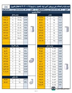 لیست قیمت لوله و اتصالات آذین